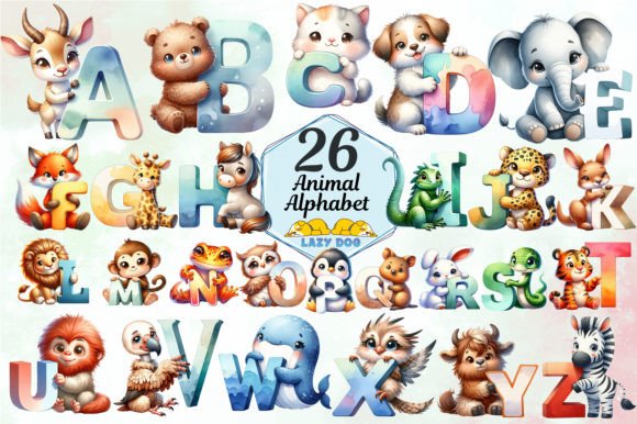 Animal Alphabet Sublimation Graphic Collection: Creative Design Assets