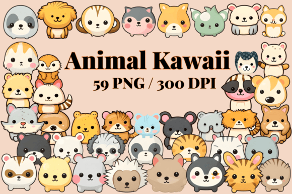 Animal Kawaii Clipart Cute PNG Set 59: Your Go-To for Adorable Design Assets
