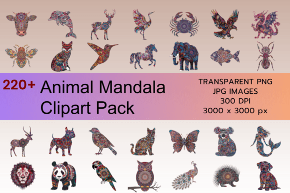 Animal Mandala Clipart Bundle: A Creative Toolkit