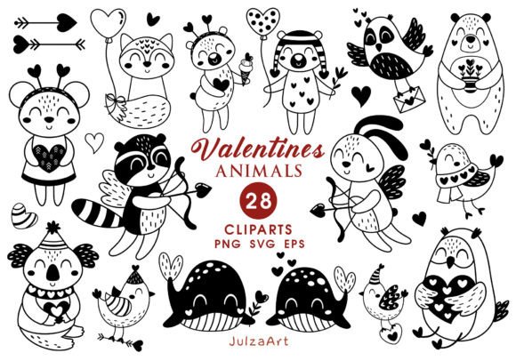 Black Valentine Animal Clipart: Your Go-To Graphics for Unique Projects