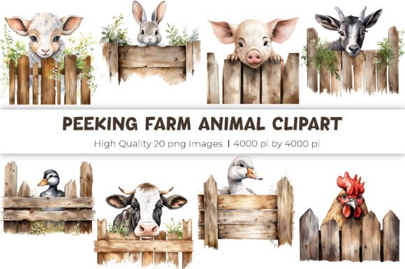 Bring Playful Character to Your Projects with Peeking Farm Animal Clipart