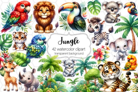 Bring the Wild to Your Projects with 42 Jungle Animal Cliparts