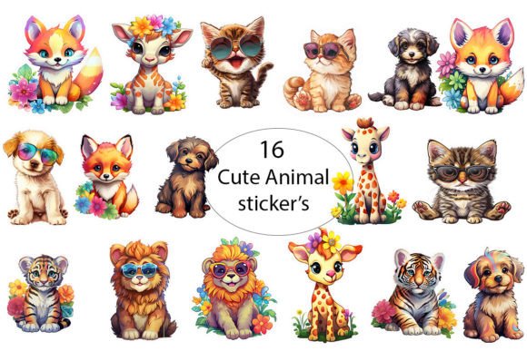 Bring Your Projects to Life with 16 Cute Baby Animal Stickers