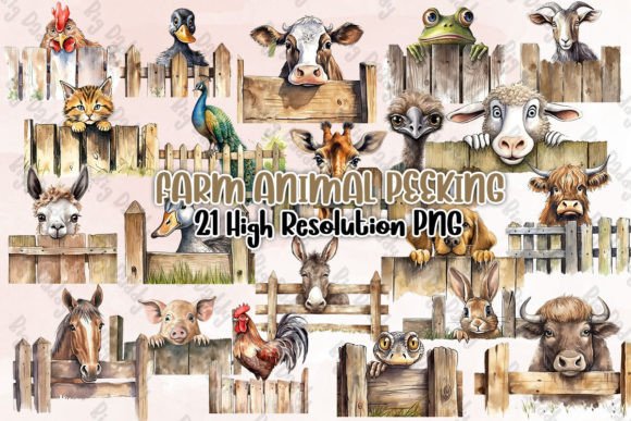 Charming Farm Animal Peeking Clipart for Creative Projects