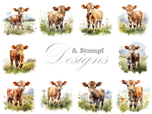 Charming Watercolor Calf Clipart for Creative Projects