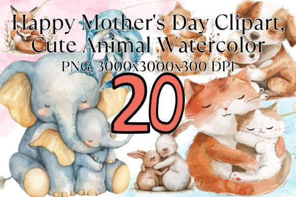 Happy Mother's Day Clipart, Cute Animal: A Designer's Asset