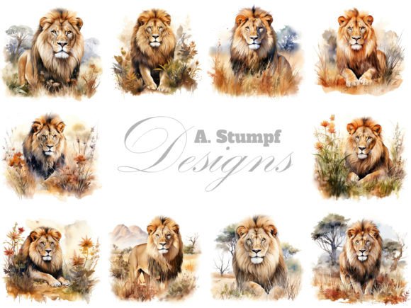 Unleash Majestic Design with a Lion Clipart Watercolor Bundle