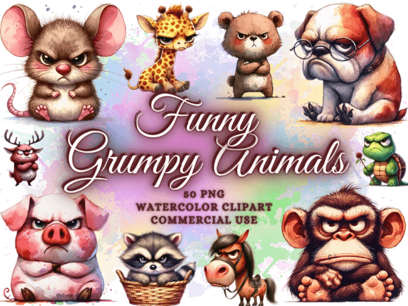 Unleash Personality with Funny Grumpy Animals Clipart