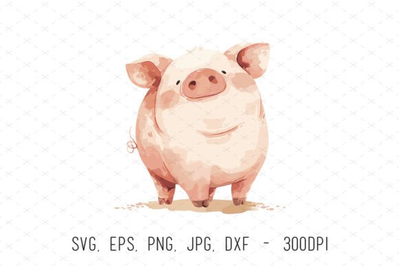 Watercolor Funny Pig Farm Animal Clipart: A Playful Design Asset