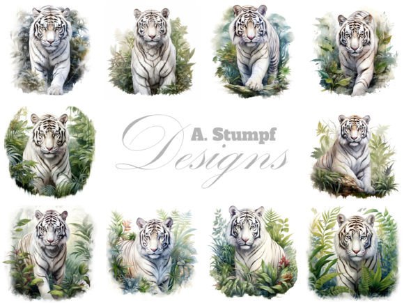 White Tiger Watercolor Animal Clipart: Design with Impact