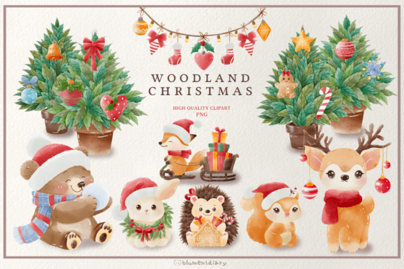Woodland Christmas Animal Clipart for Festive Designs