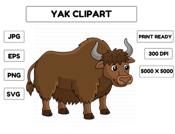 Yak Animal Colored Cartoon Illustration: A Creative Asset